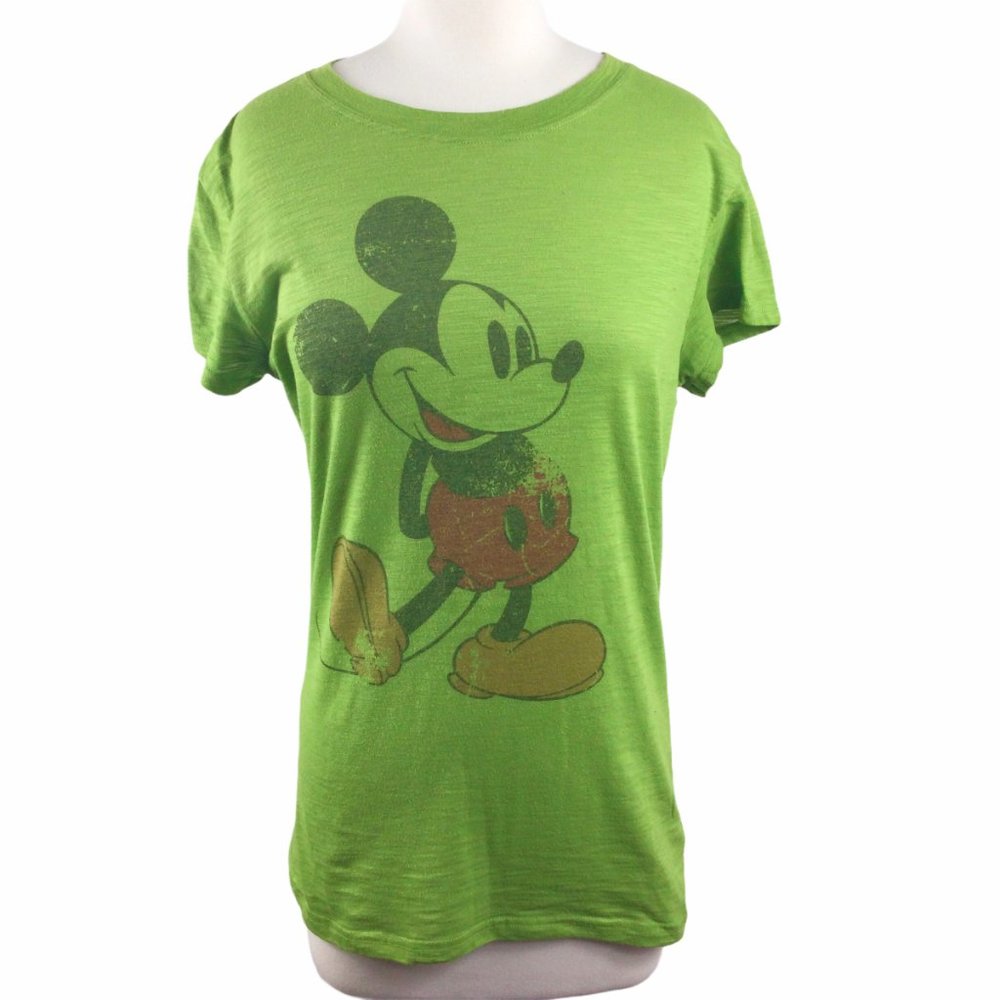 Disneyland Lime Green Faded‎ Mickey Tee,  Size L